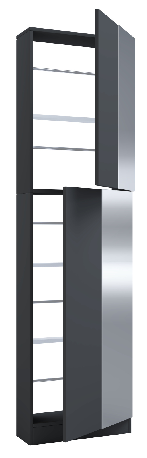 Schuhschrank FULISA XL mit Spiegel - anthrazit - 180 cm hoch