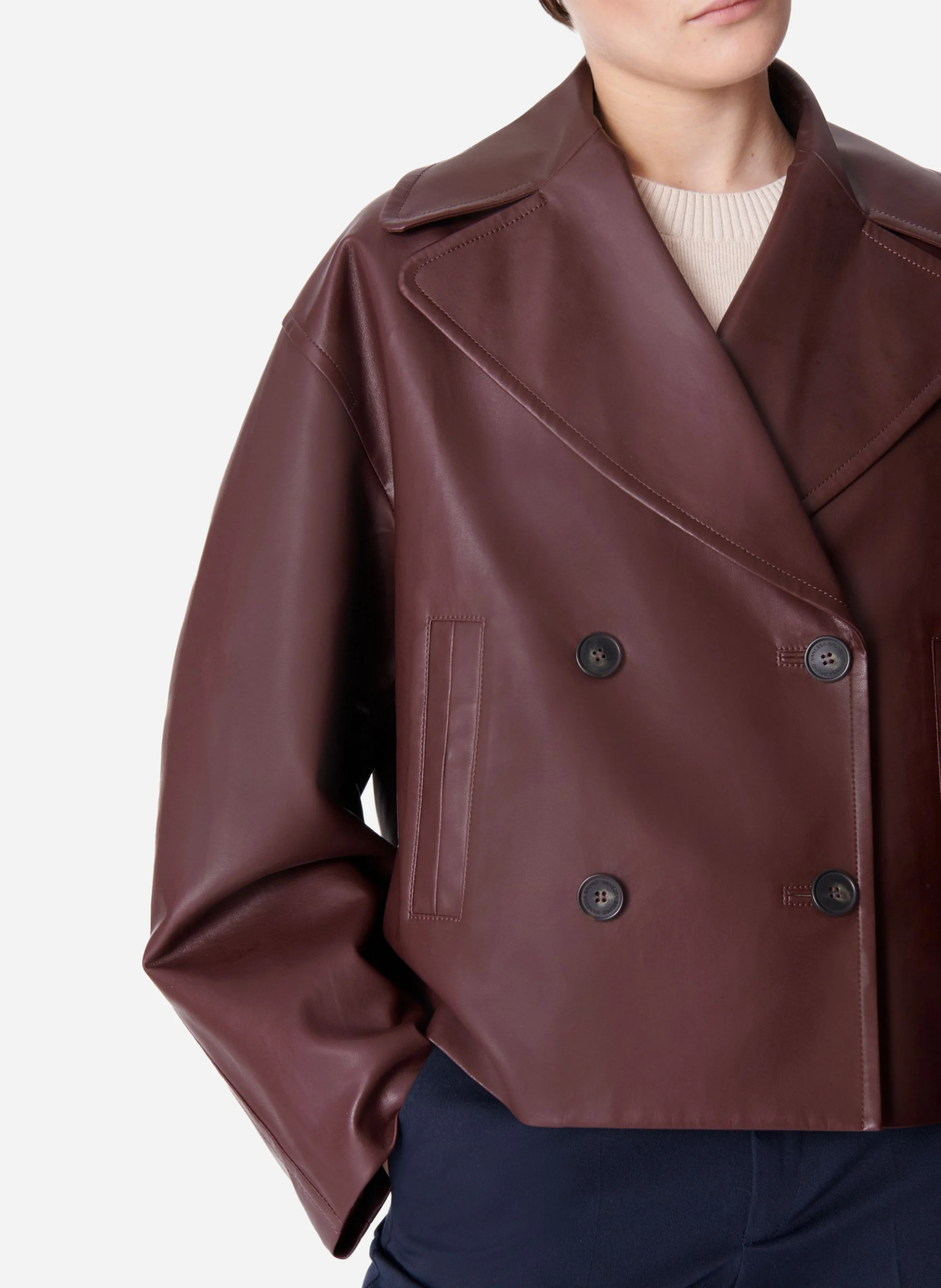 CARLIN - Manteau oversize court boutonné | Rouge