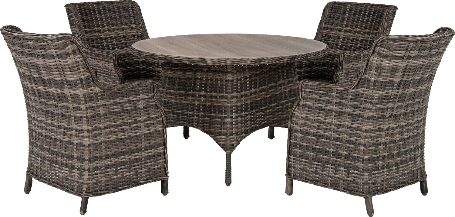 Intratuin 4-zits diningset Lima wicker bruin / grijs