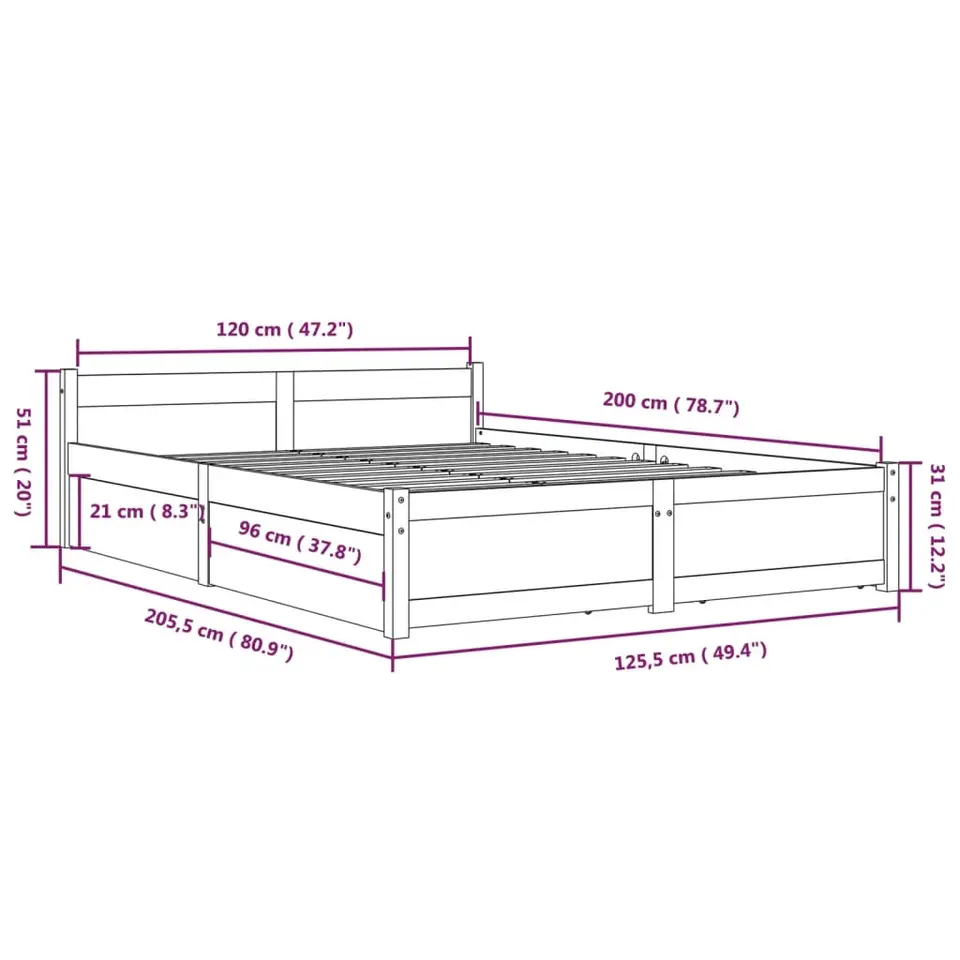 vidaXL - Bedframe - Wit - Hout - 120 x 200 cm