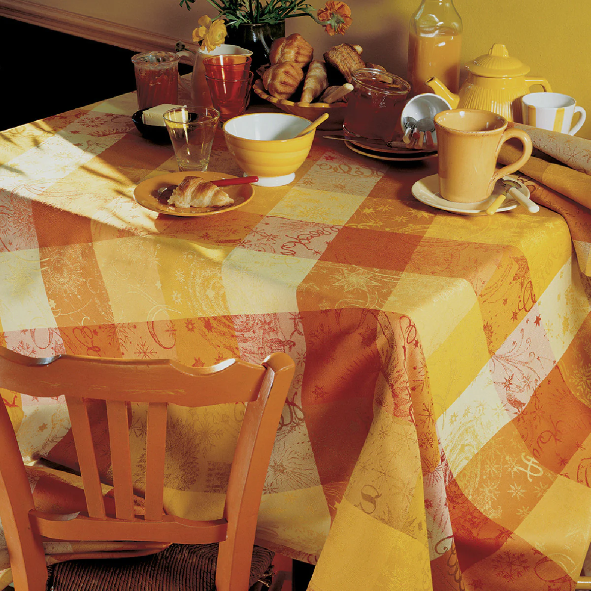 Nappe pur coton jaune 89x89 Garnier Thiebaut