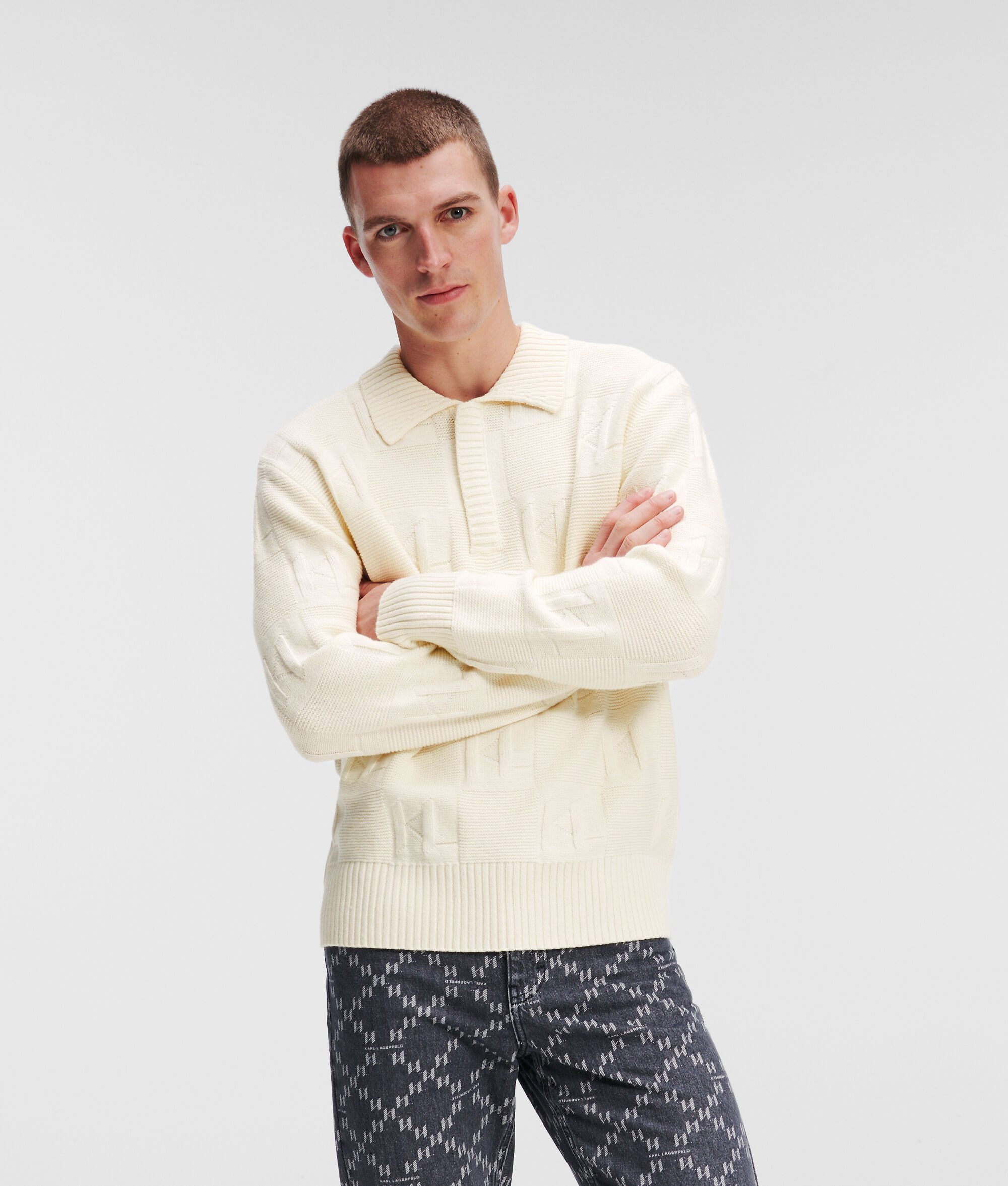 POLO EN MAILLE À MANCHES LONGUES KL MONOGRAM