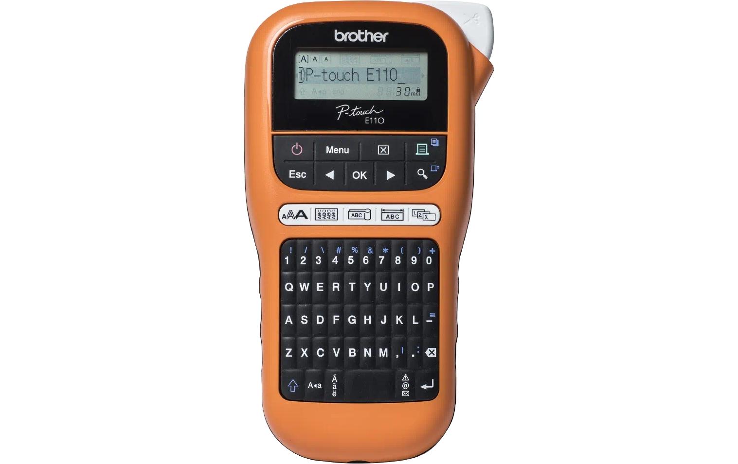 Beschriftungsgerät PT-E110VP KITBeschriftungsgerät inklusive Transportkoffer, AC-Adapter und Bandkassette