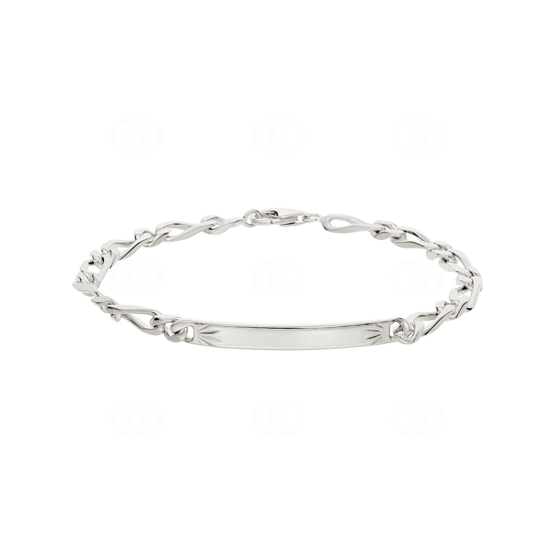 Gravurarmband Figaro 1+1 925 Silber rhodiniert 4.4mm
