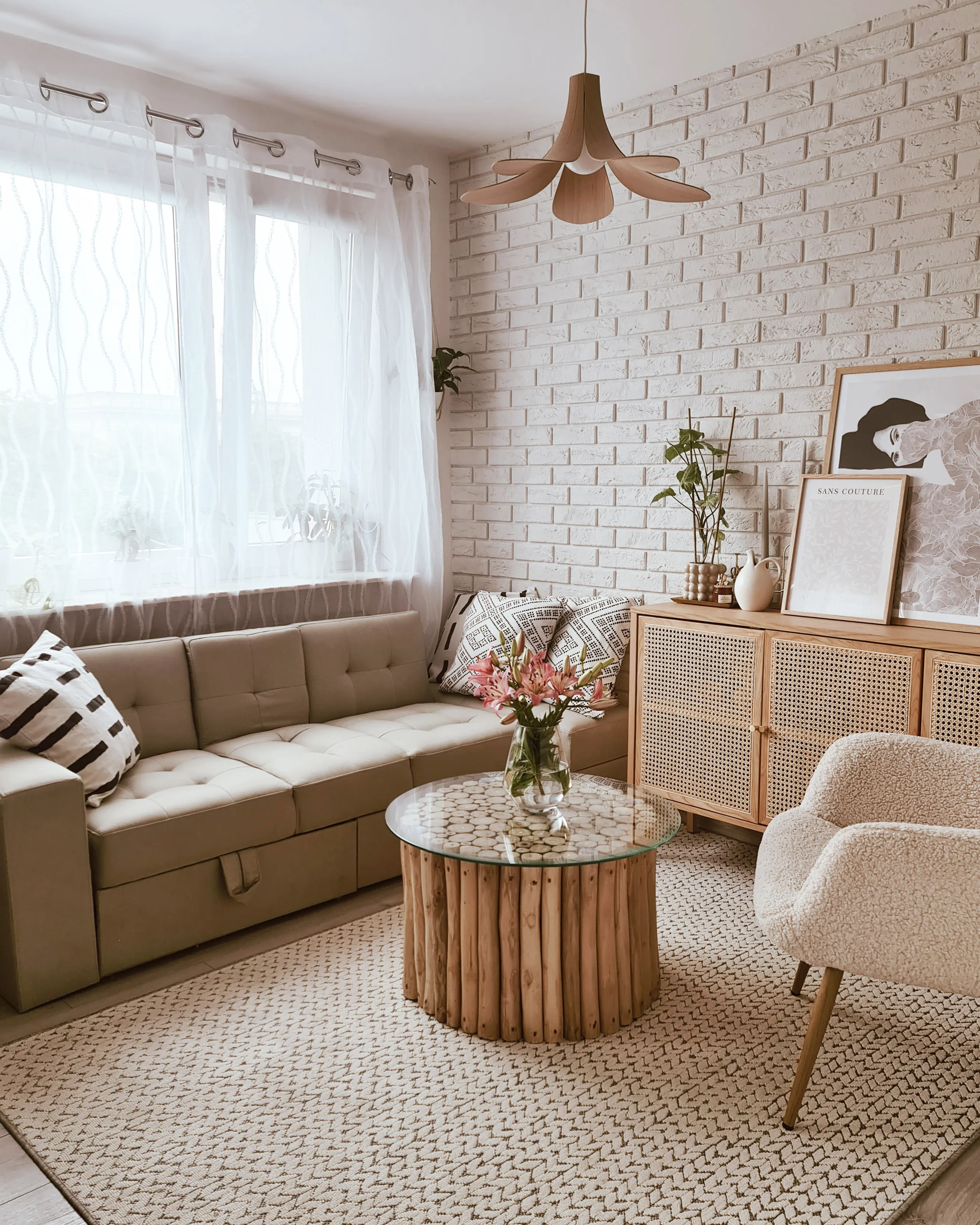 Slaapbank 3-zits FALSTER Stof Beige met opbergruimte