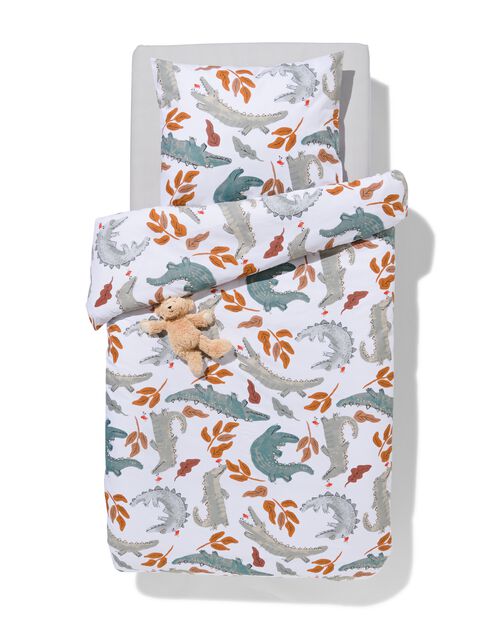 housse de couette coton doux enfant 140x200 crocodile