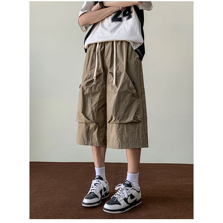 farrahces - Effen cargoshorts met trekkoordtaille