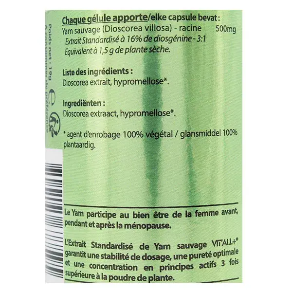 Vit'all+ Yam Sauvage 500mg 30 gélules