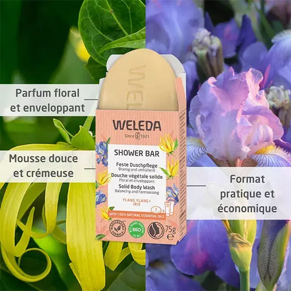 Sabonete líquido Weleda Shower Bar à base de plantas com ylang-ylang orgânico e íris 75g