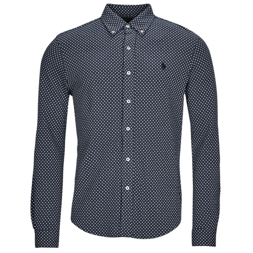 Polo Ralph Lauren - CHEMISE AJUSTEE COL BOUTONNE EN POLO FEATHERWEIGHT Marino / Blanco / Pijo / Dot / Azul marino