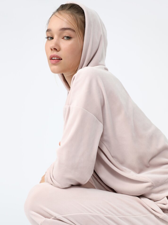 Jaqueta de veludo estilo moletom - Rosa claro