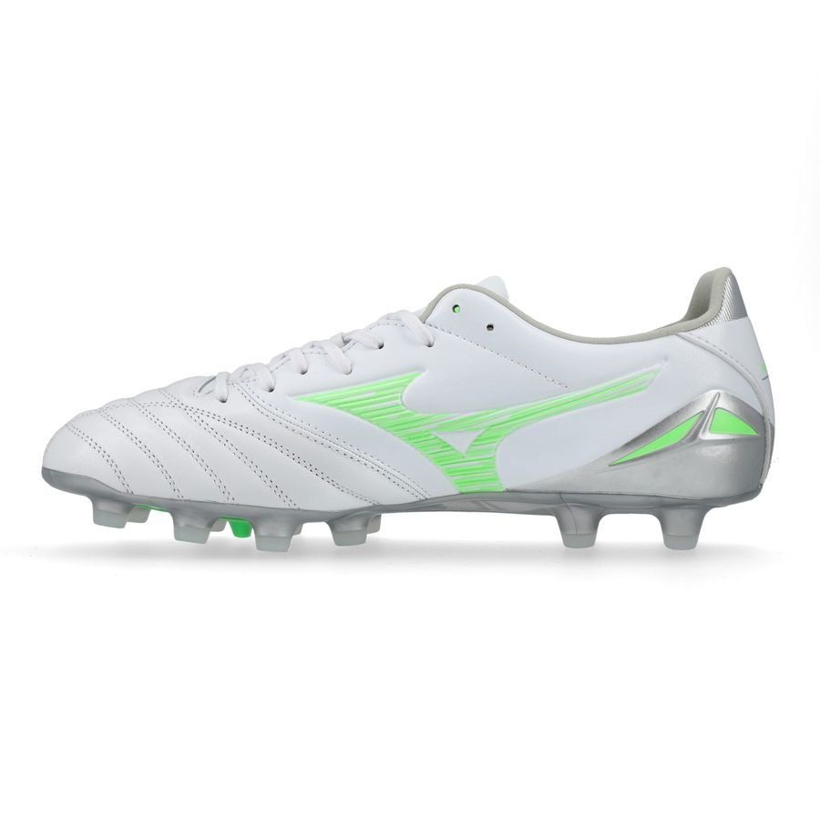 Mizuno Morelia Neo IV Pro FG/AG Frontier - Blanc/Vert Néon/Cool Gray