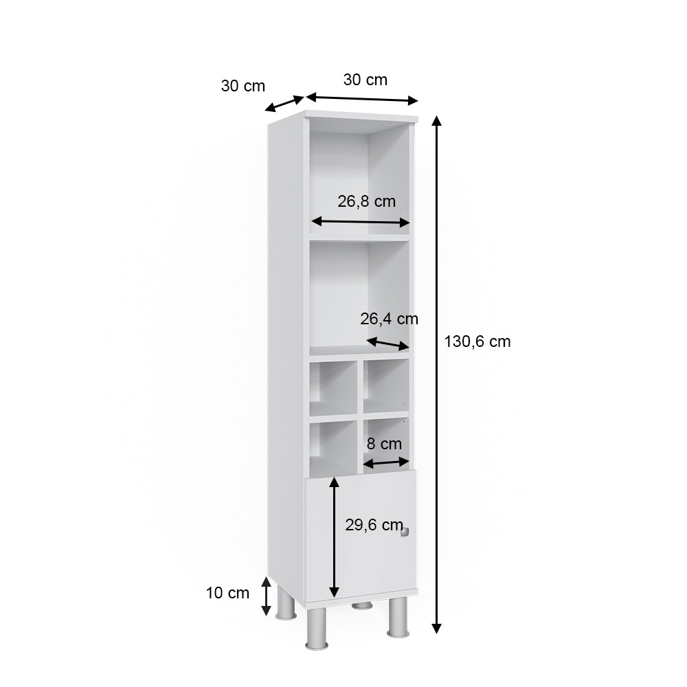 Vicco Badschrank Fynn Midischrank 7 Fächer Hochschrank Badezimmerschrank Bad