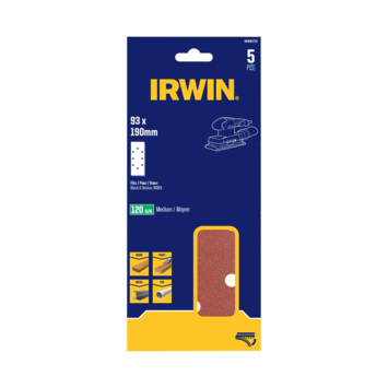 Irwin schuurvel 190 x 93 mm K80 zelfhechtend, met perforatie voor B+D, 5 stuks.
