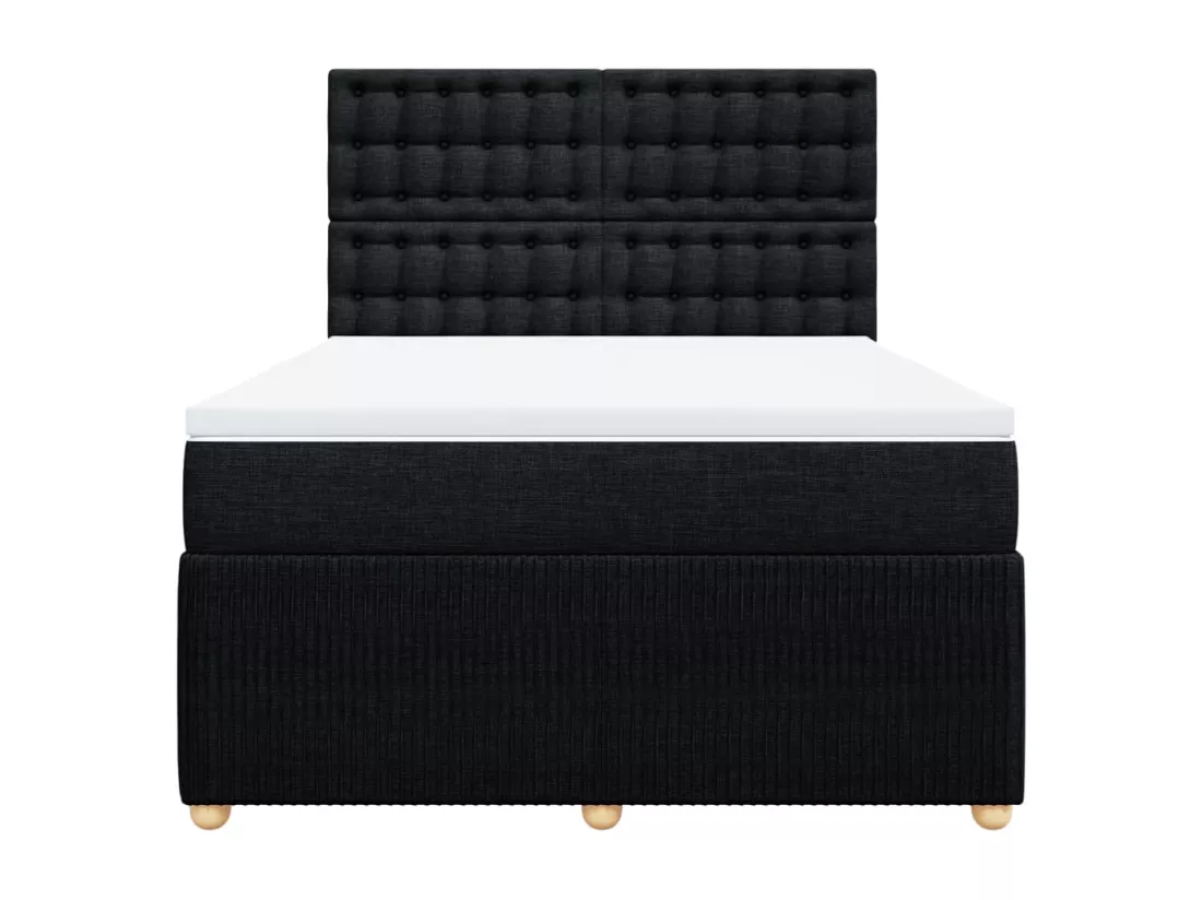 Sommier à lattes de lit avec matelas Noir 140x190 cm Tissu