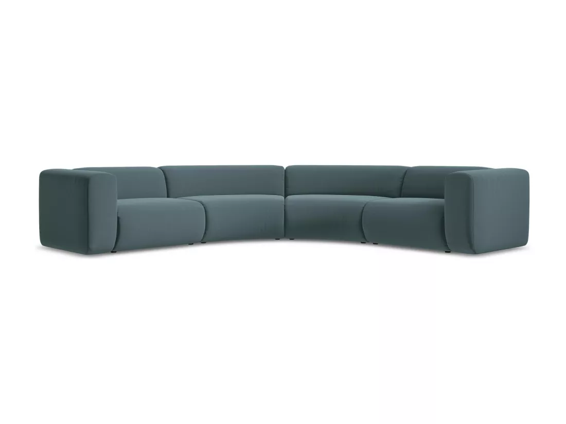 Canapé d'angle modulable en velours - marin - EKAHI