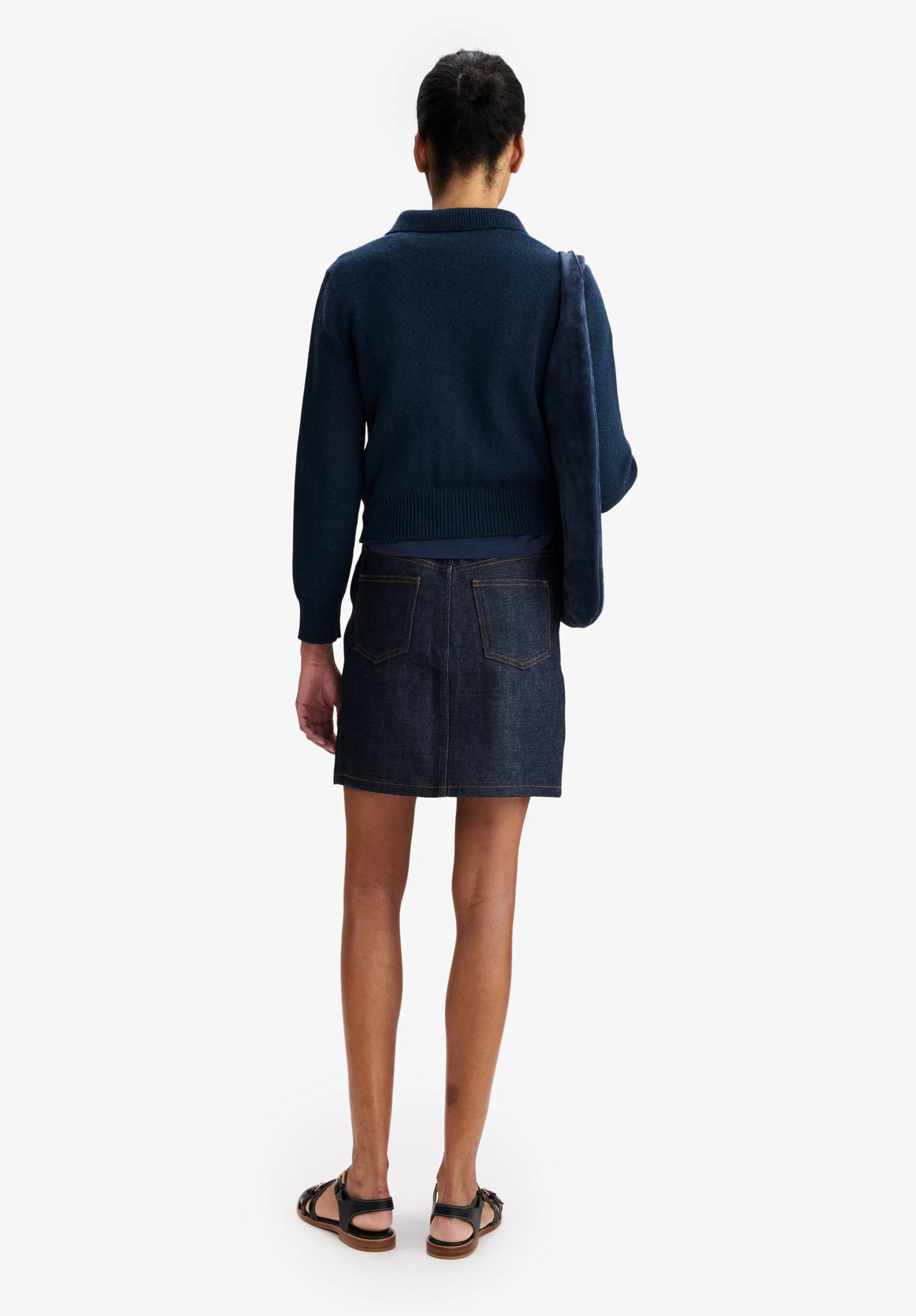 Cardigan à col en laine bleu marine - Dark navy