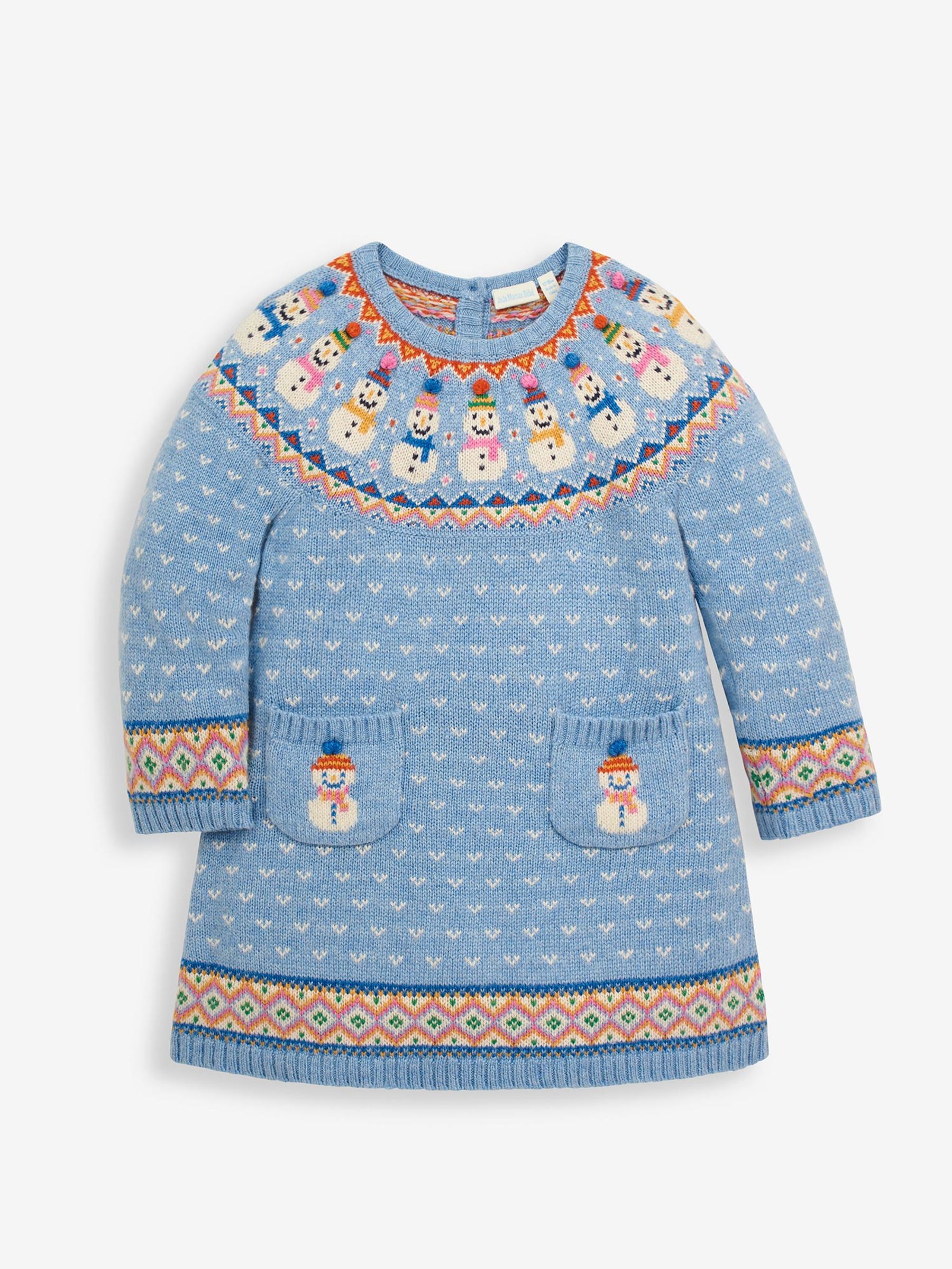 JoJo Maman Bébé gebreide jurk met sneeuwpop en Fairisle-patroon
