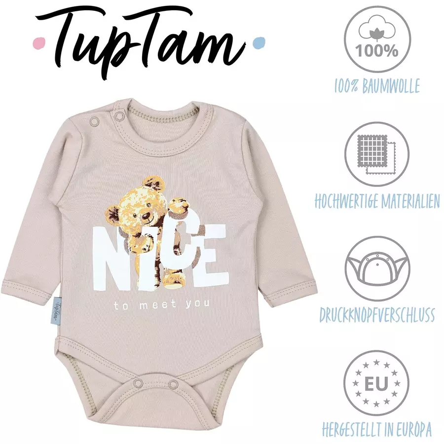 TupTam Mädchen Baby Body Langarm Unifarben 5er Pack beigerosa