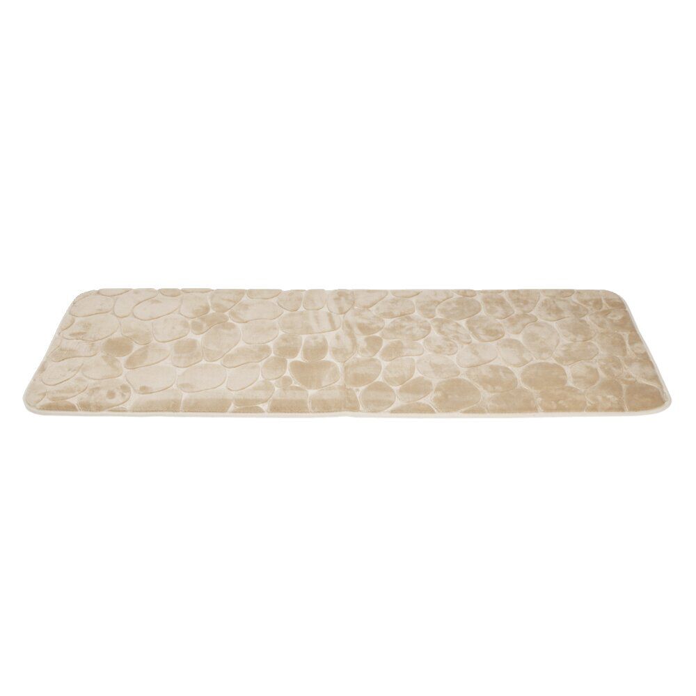 Tapis de bain motif galet 45x120cm - 2 modèles marron ou gris