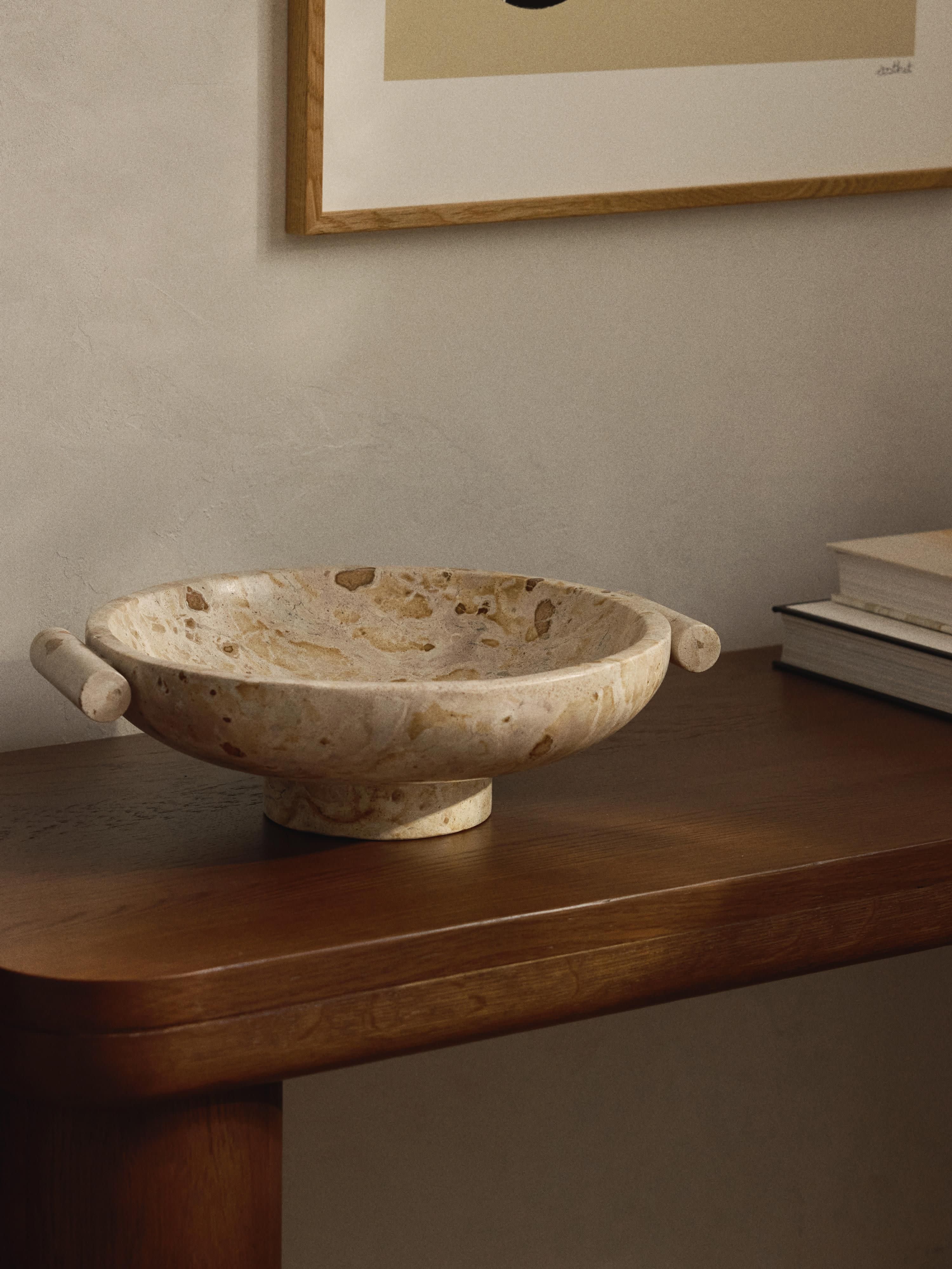 Decoratieve schaal Fossil van marmer, H 10 cm