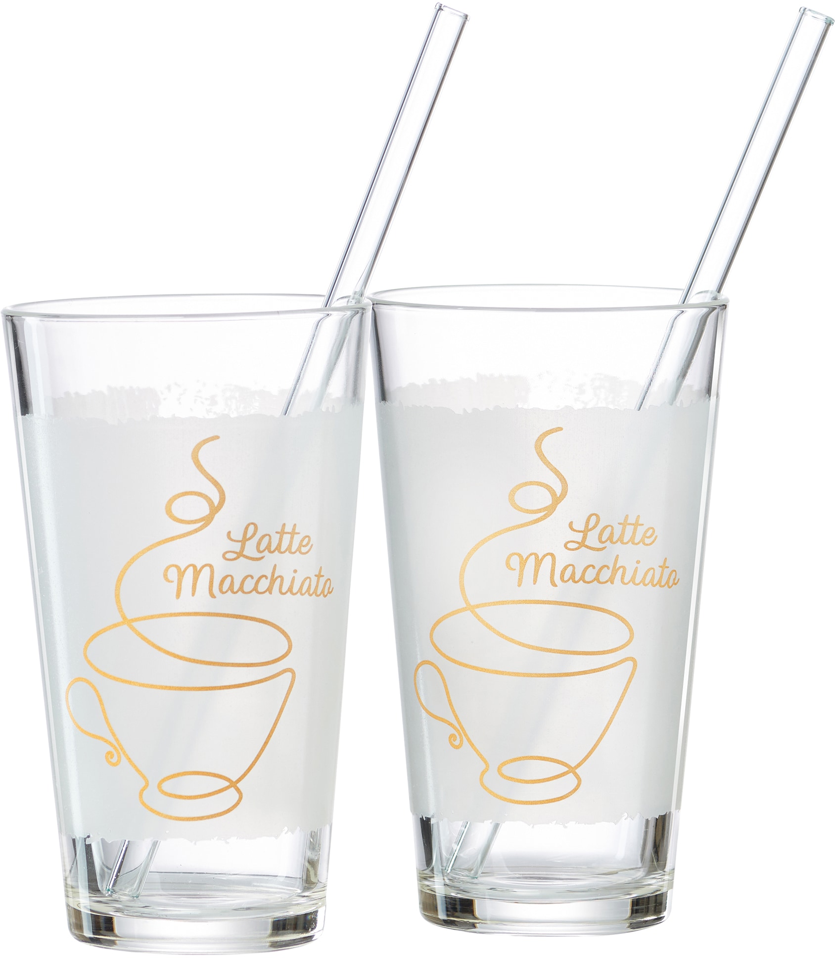 Ritzenhoff & Breker Latte-Macchiato-Glas »Coffee« 4-teilig ( 2 Gläser und 2 Glas-Trinkhalme), 350 ml