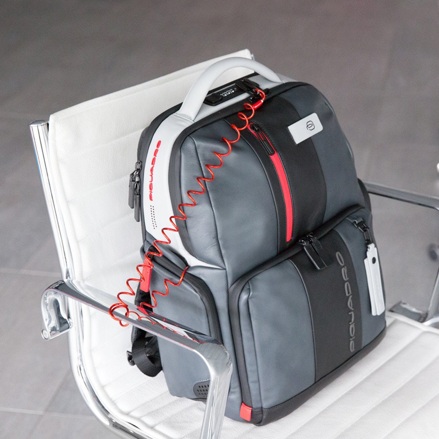 Piquadro Urban PC and iPad Backpack with Anti theft cable grey black