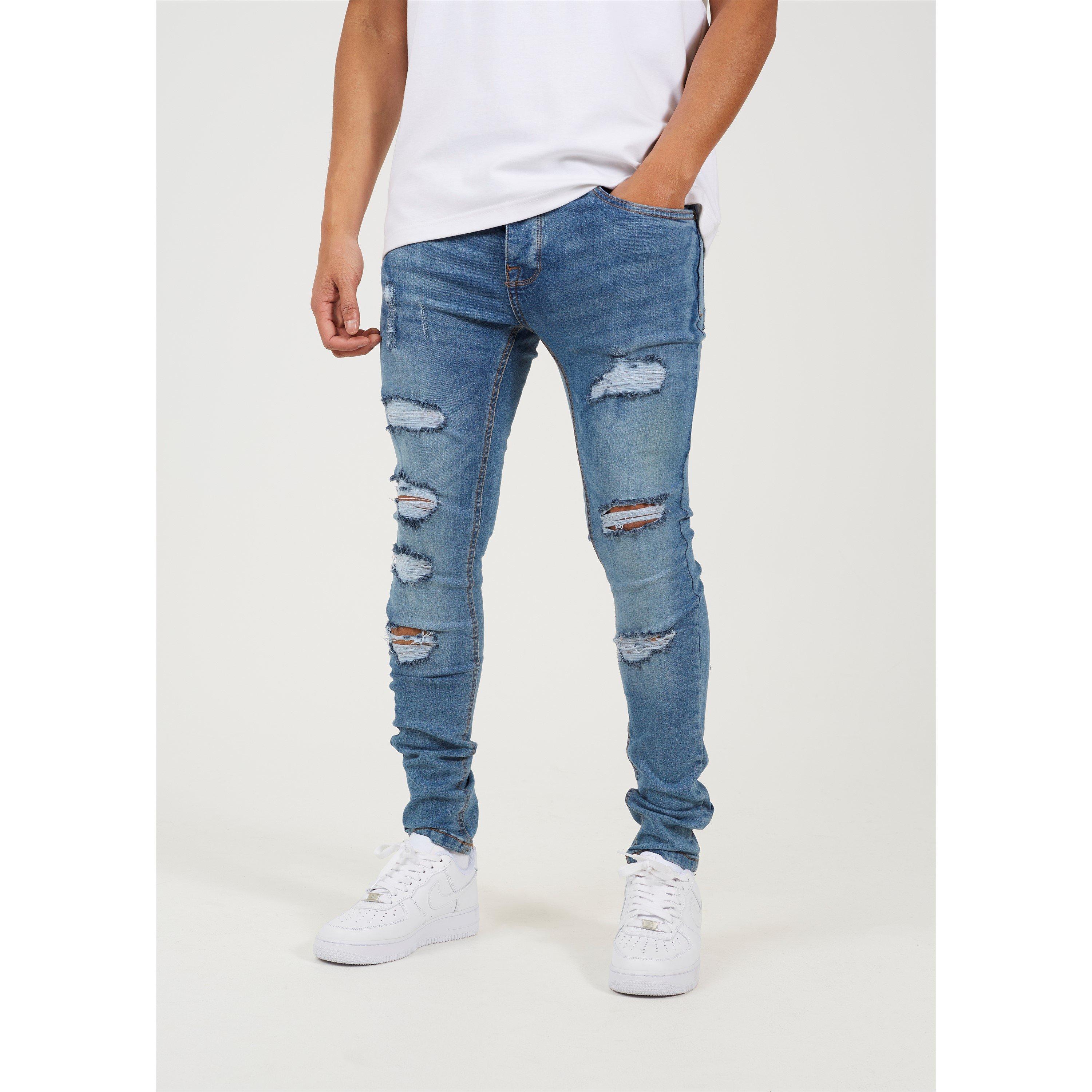 Brave Soul Blue Denim Skinny Jean with Rip Detail