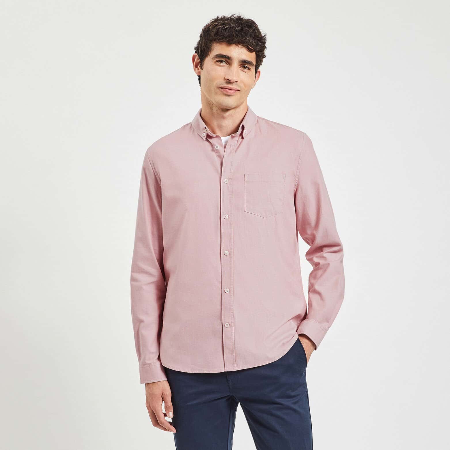 Chemise oxford unie 'le parfait by JULES' coton bi Rose pâle