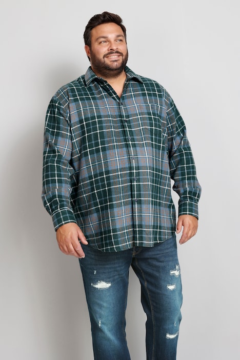 Boston Park Karohemd, Bauchfit, Flanell, bis 80/82