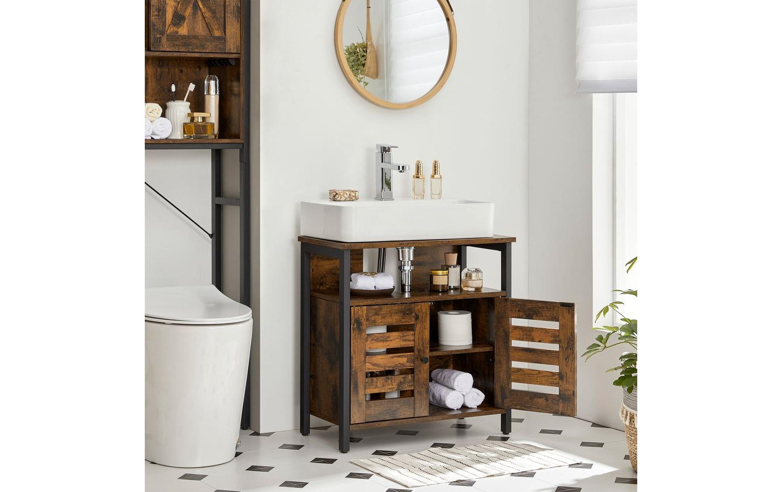 Waschbeckenunterschrank 60 x 60 cm, Braun<br>Badezimmerregal