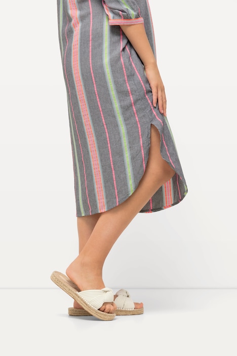 Kaftan, Musterstreifen, Oversized, V-Ausschnitt, 3/4-Arm
