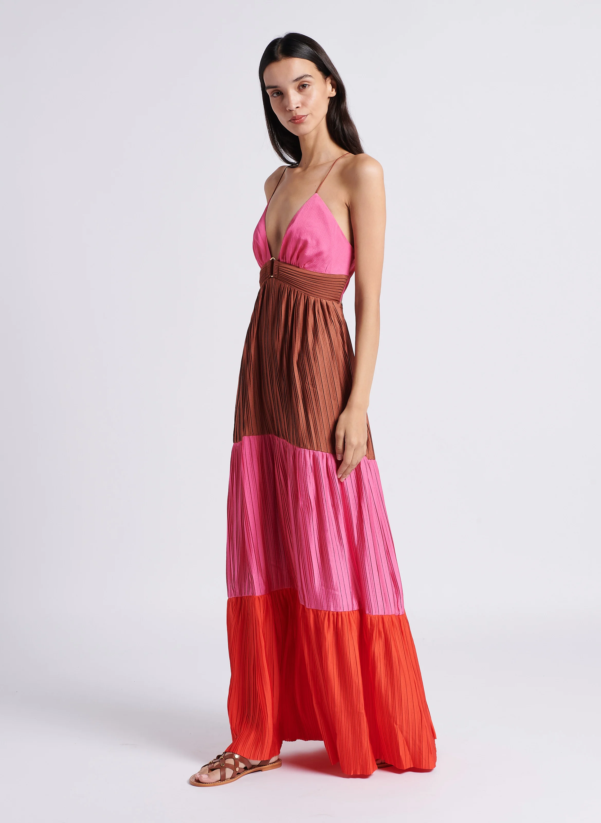 WESTA - Robe longue plissée satinée | Multicolore