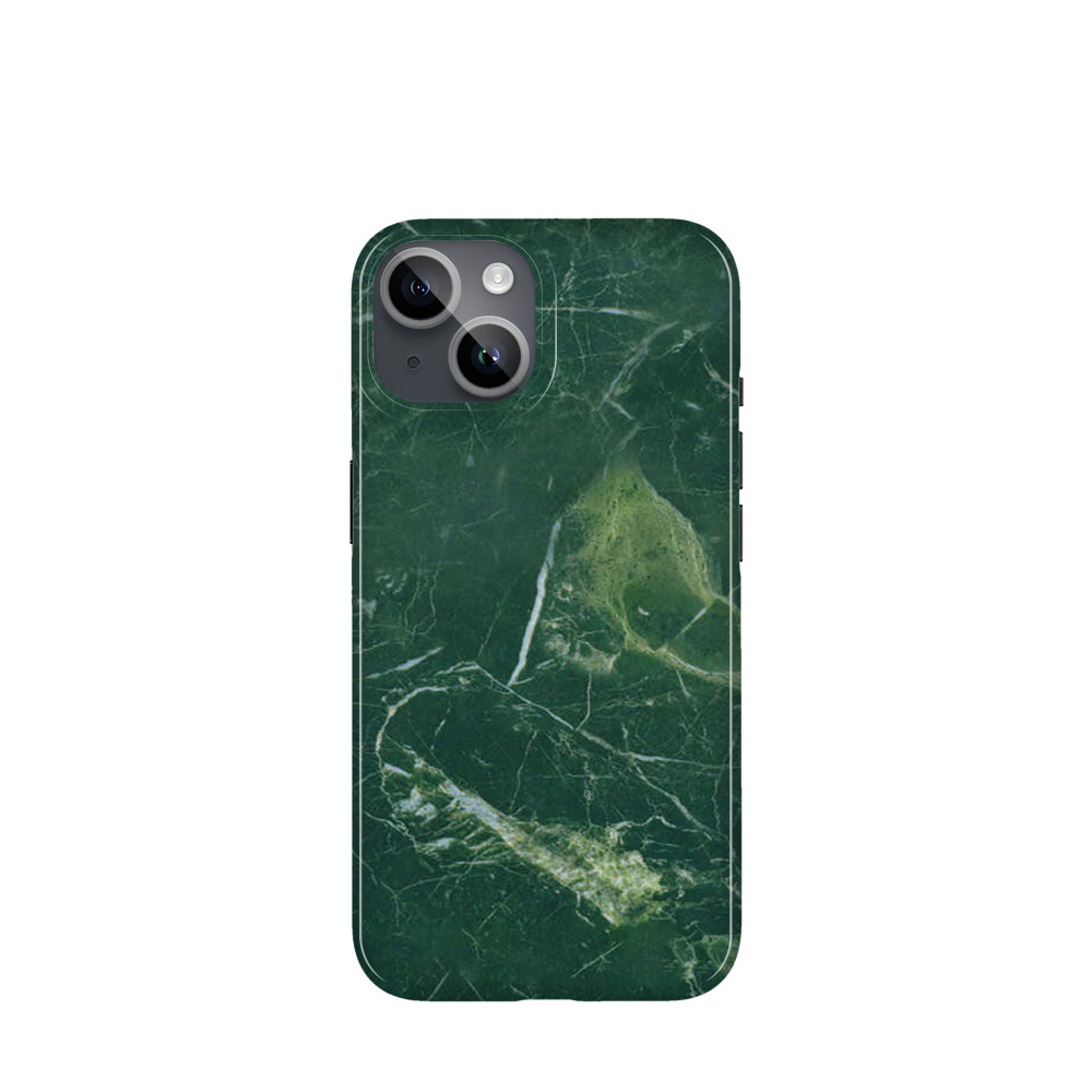 iPhone 14 Kunststoff Hülle Serpentin Marmor - Grün