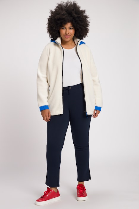 Teddyjacke, Kapuze, Stehkragen, hinten länger