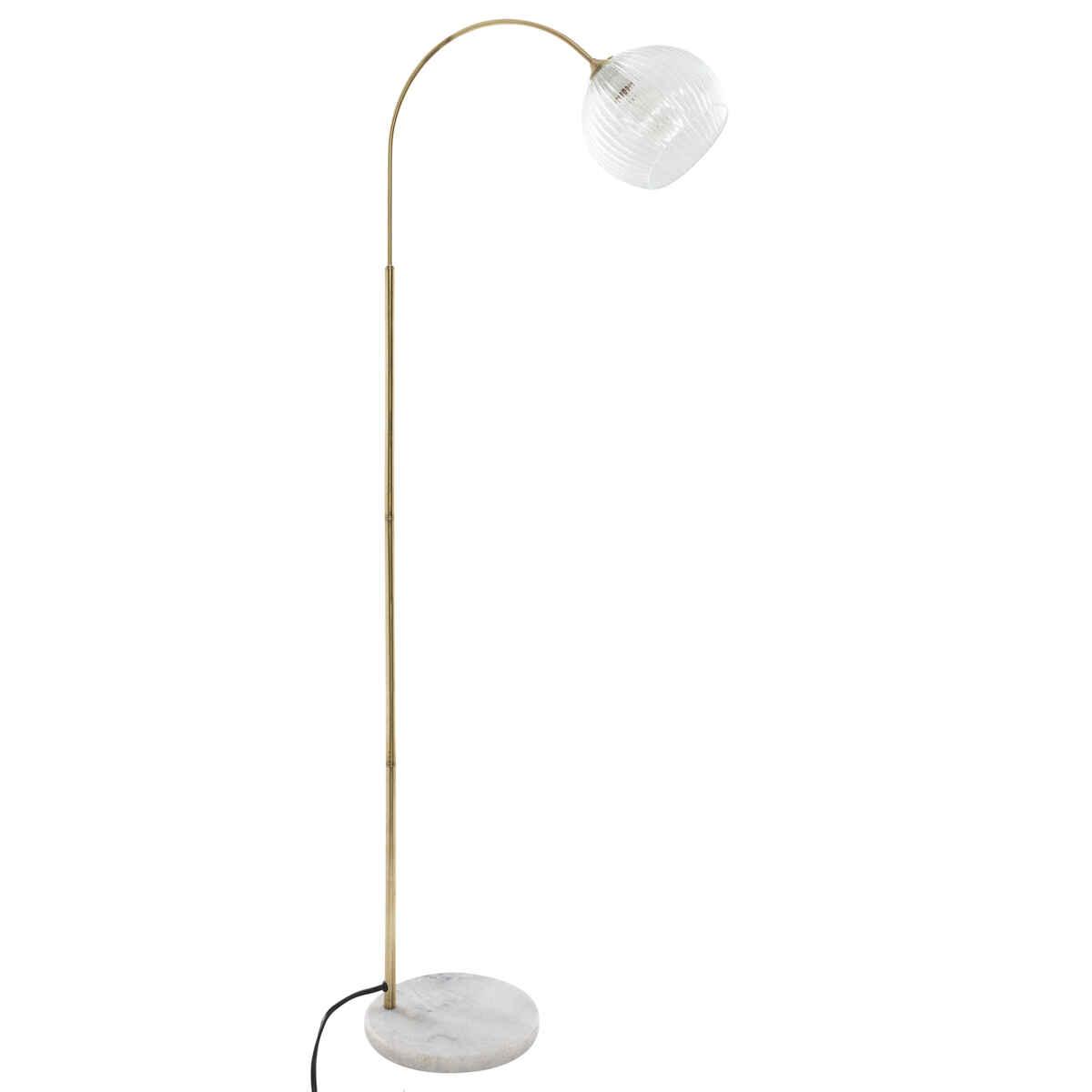 LAMPADAIRE ARC VERRE ET MARBRE LAYE DORE H.150CM
