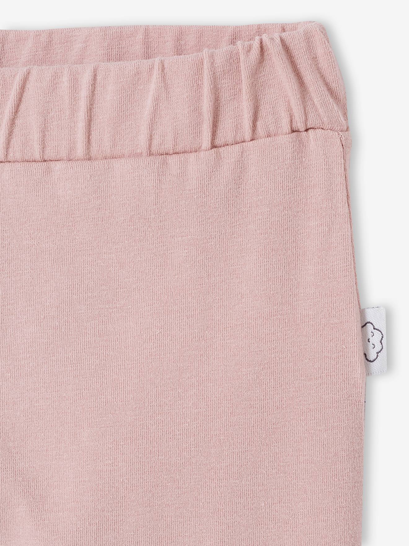 Calça de malha leve para recém-nascido, rosa médio, lisa.