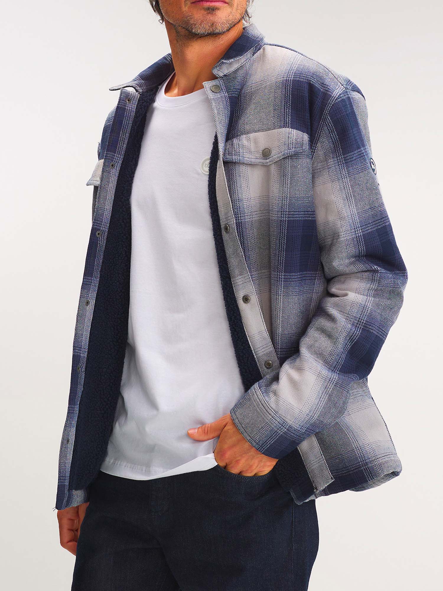 Surchemise Homme en Flanelle Carreaux Marine