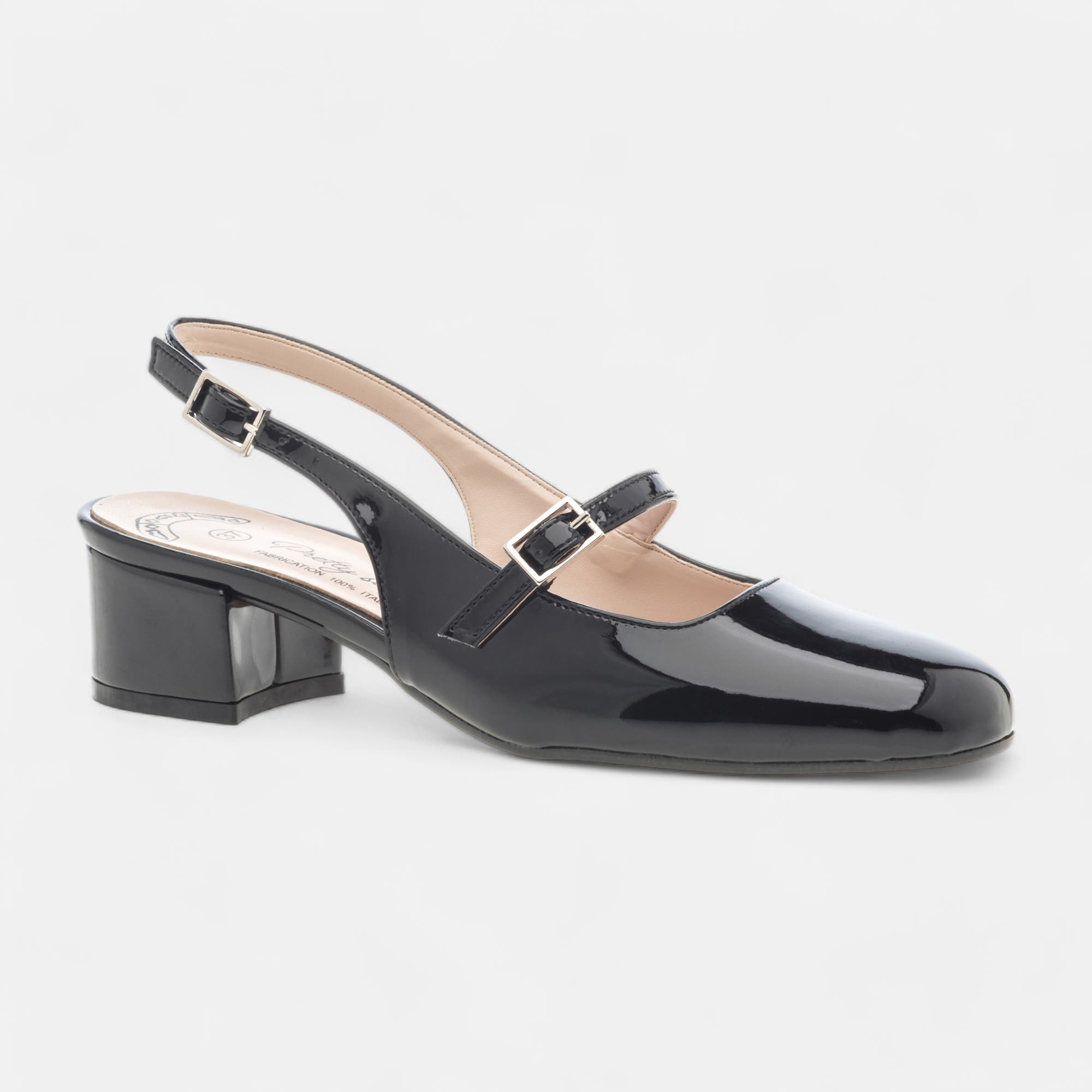 Escarpins avec bride arrière Femme noir vernis