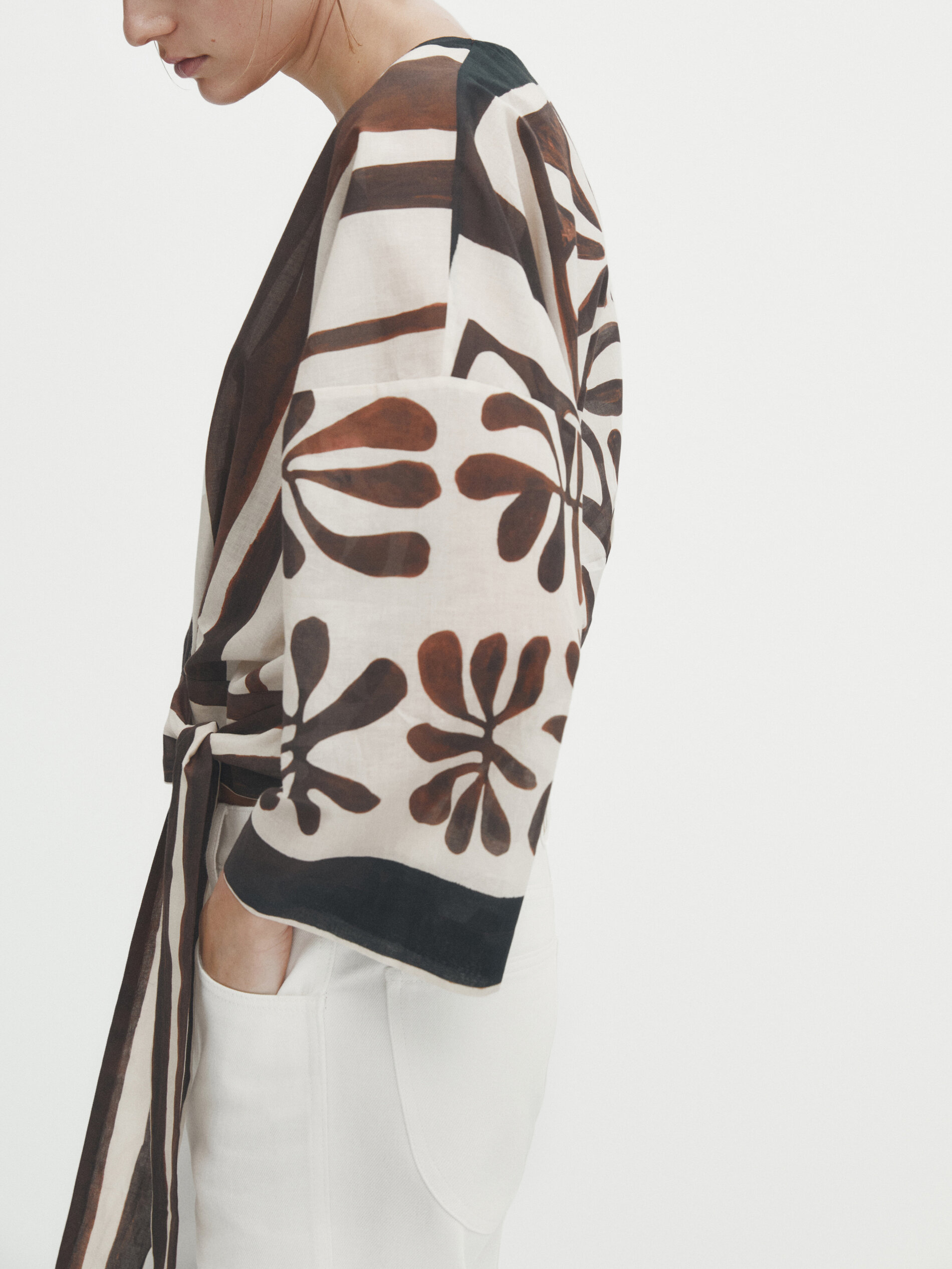 Camisa envelope estampada - MARROM