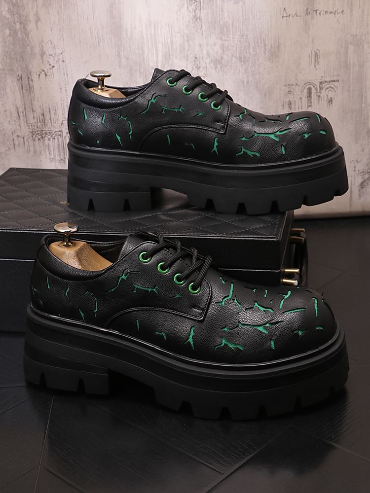 Mr Ozera - Geborduurde veterschoenen met plateauzool