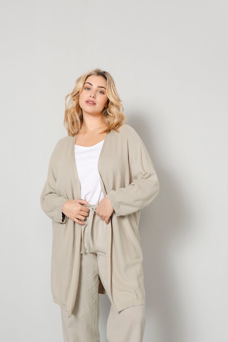 Strickjacke, offene Form, Strukturstrick, Langarm