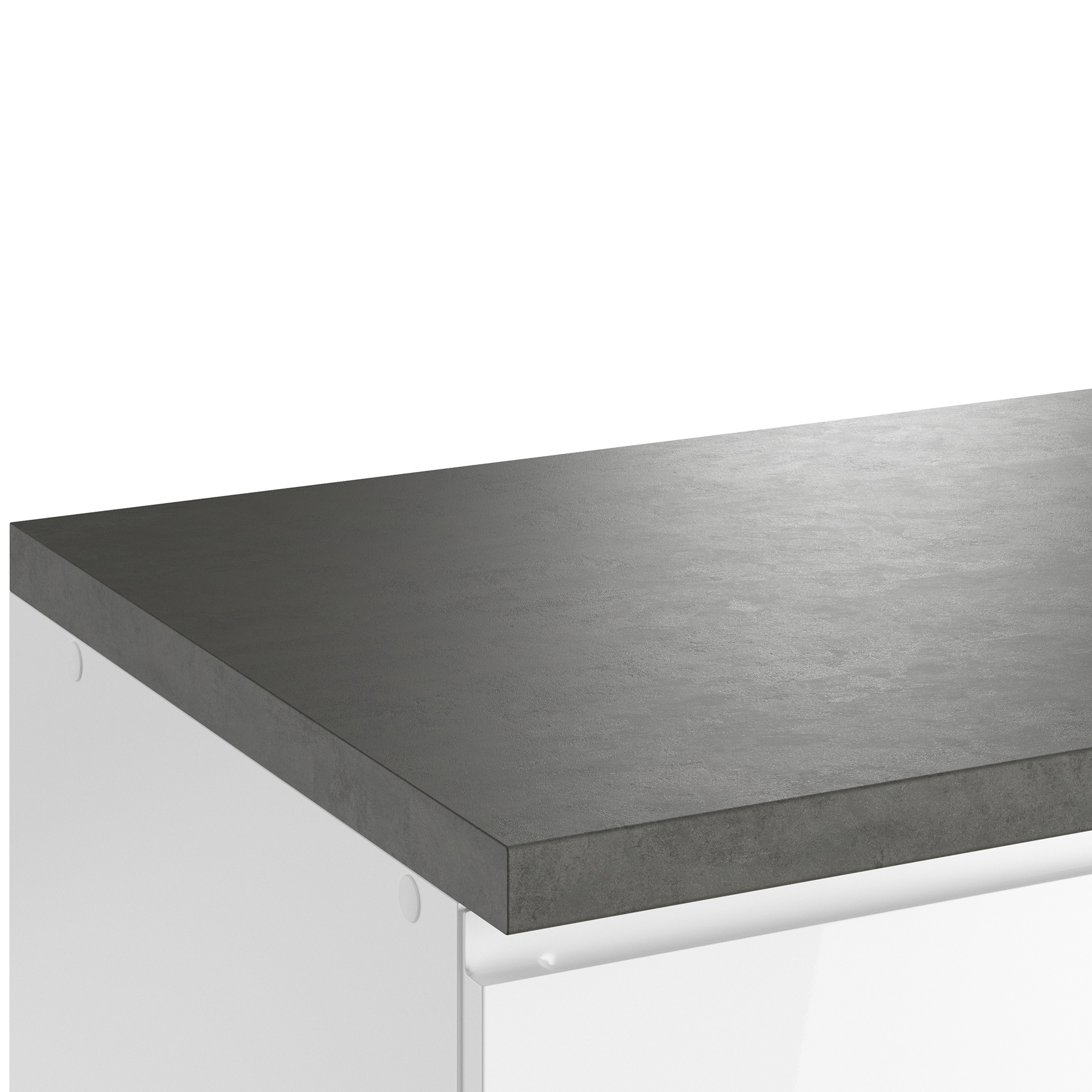 Küchenblock MONZA - weiß Hochglanz - Beton-Optik - mit E-Geräten - Induktionskochfeld - 300 cm