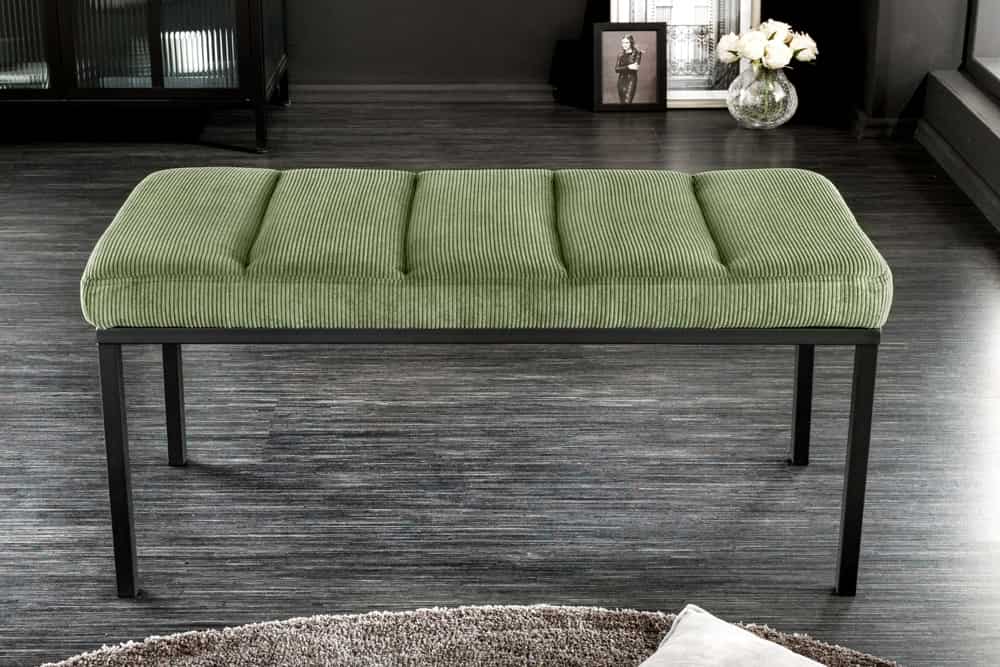 Design Sitzbank PETIT BEAUTÉ 80cm grün Cord schwarzes Gestell