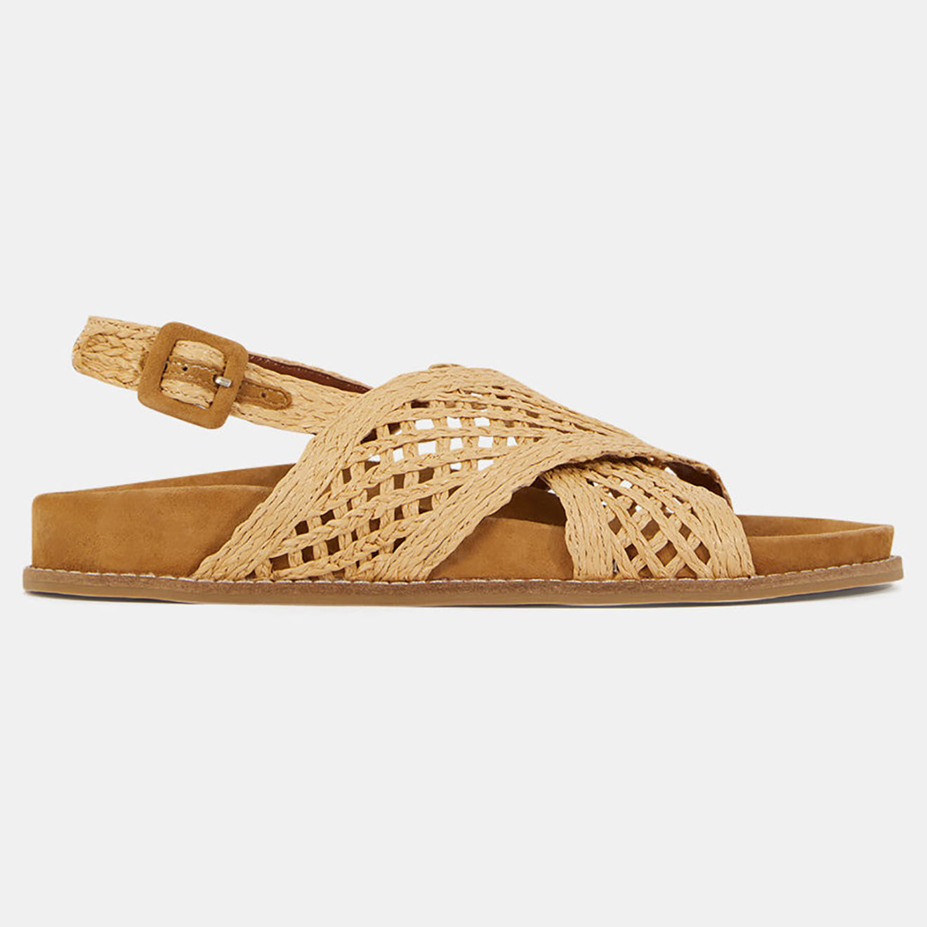 Galeries Lafayette Sandales plates en Cuir raphia naturel