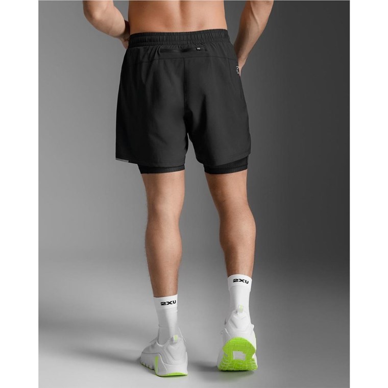 2XU Aero Mesh 2-In-1 5 Inch Shorts Black/Silver Reflective