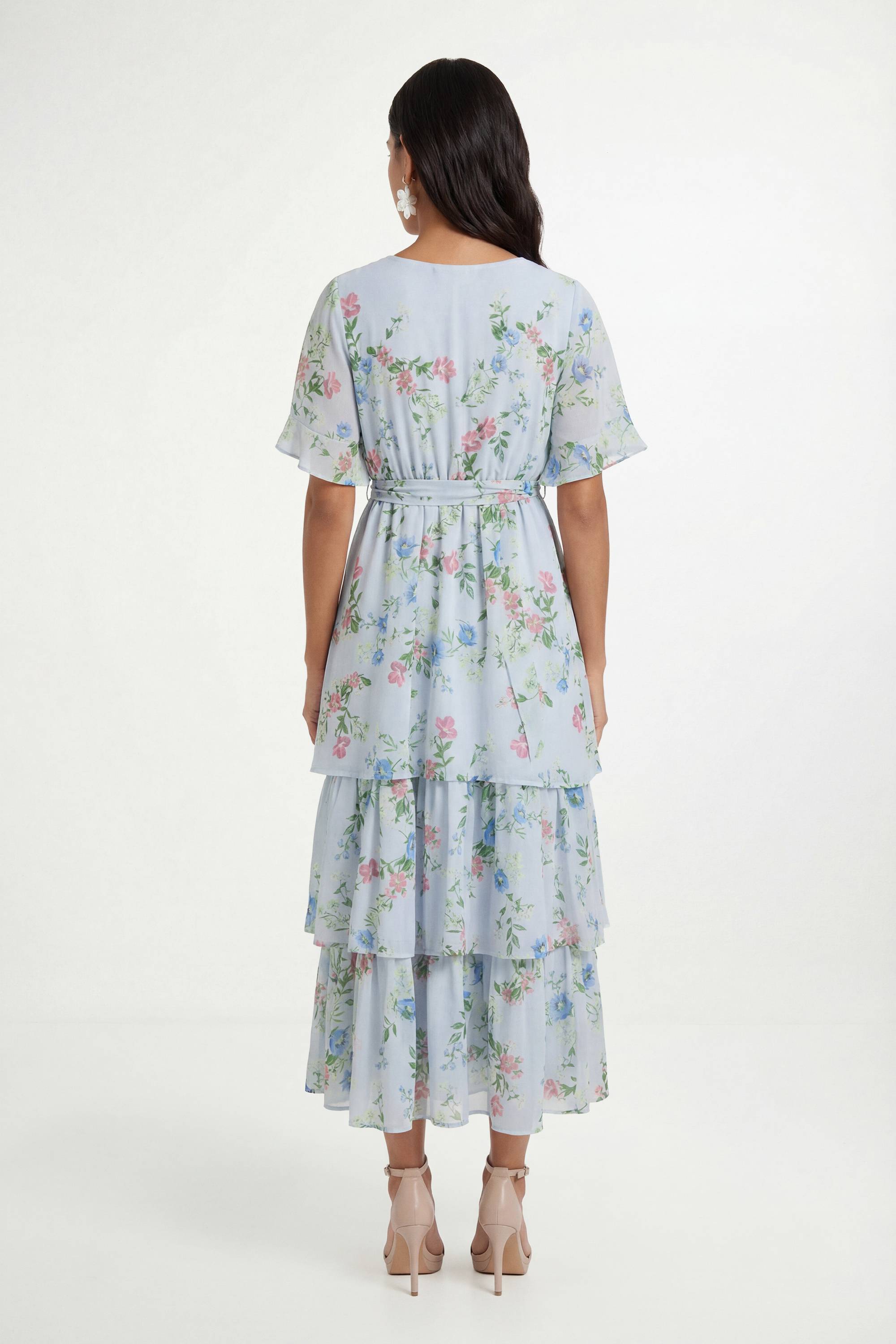 Wallis Robe Maxi À Imprimé Fleuri Et Volants Petite