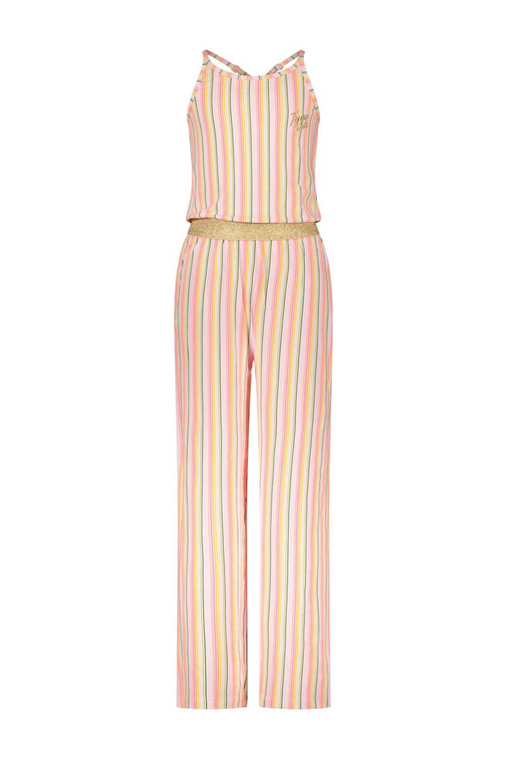 TYGO & vito gestreepte jumpsuit Mara roze/geel
