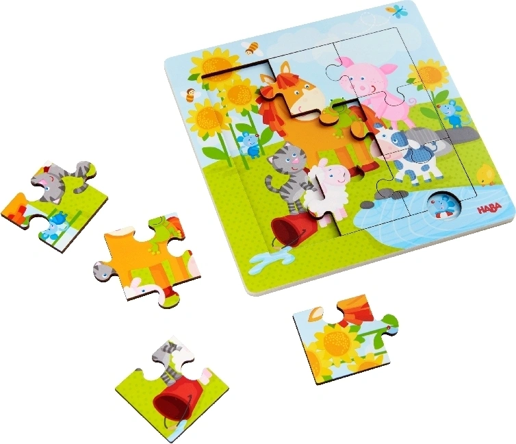Rahmenpuzzle TIERFREUNDE 9-teilig aus Holz