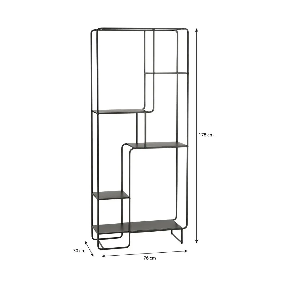 Mica Decorations Jules Open kast - L76 x B30 x H178 cm - Zwart
